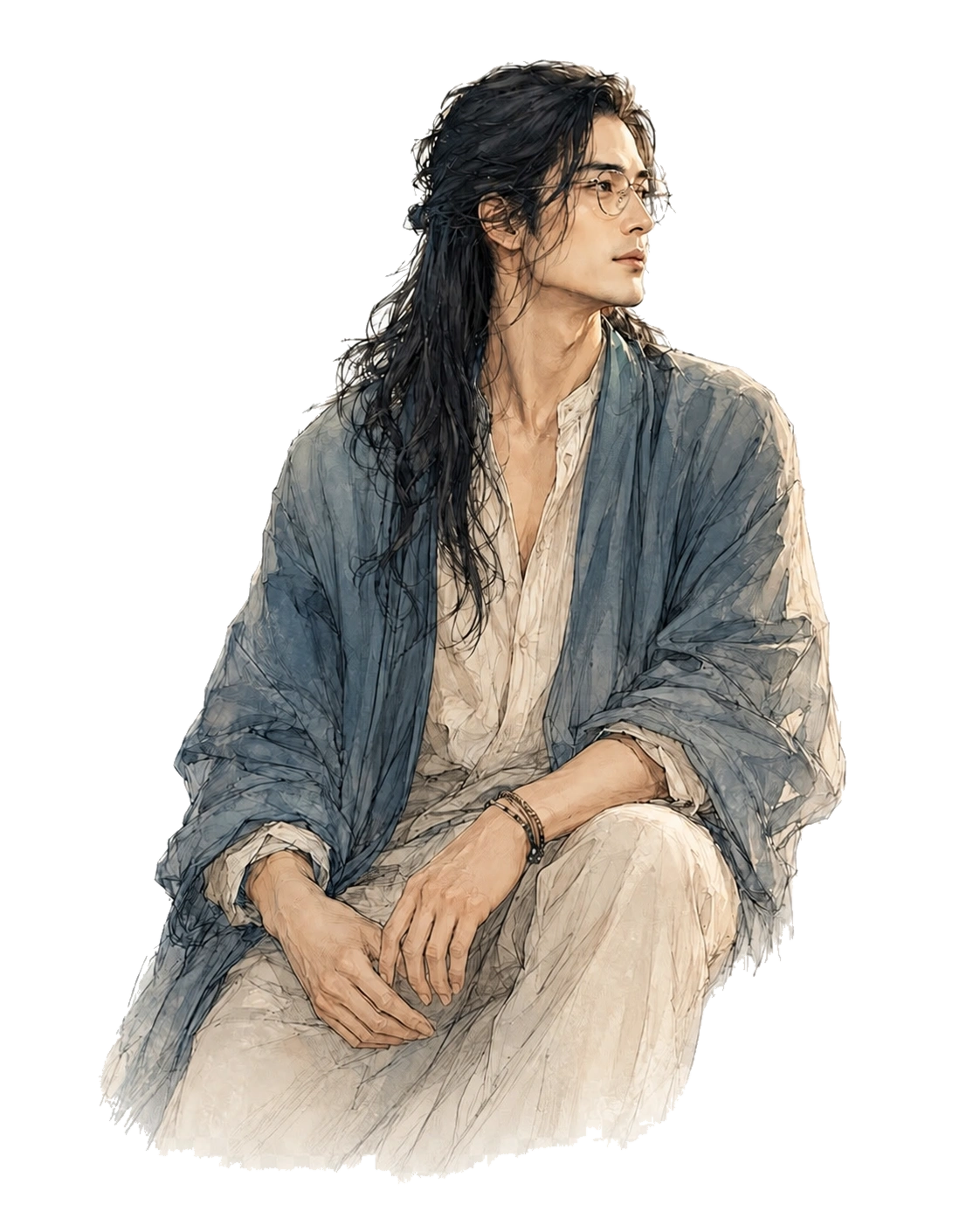 13 月亮曆人物水彩插畫